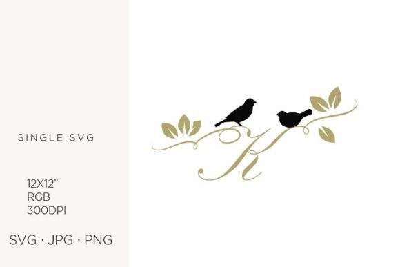 Birds on a Branch, Golden Letter K: A Versatile Vector Asset for Designers