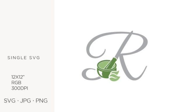 Mortar and Pestle, Spice & Letter R Icon Set