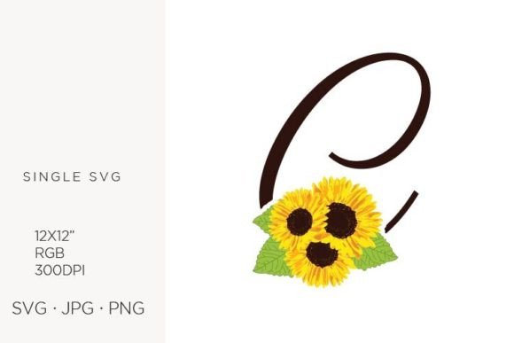 Sunflowers Letter C SVG Art for Creative Projects